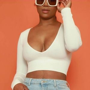Swank A Posh: Come My Way Ribbed Crop Top - White